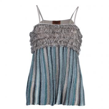 M Missoni Tiered Fringe Metallic Knit Top M