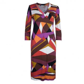 Emilio Pucci Geometric Silk Jersey Dress M