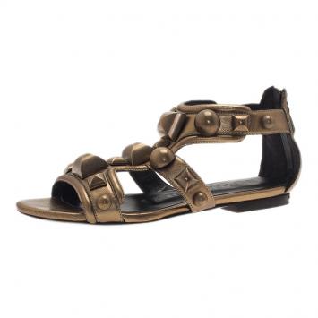 Burberry Gold Mega Stud Gladiator Sandals Size 37