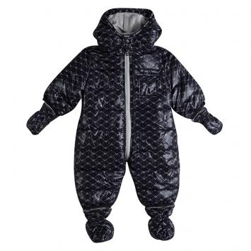 Pre Owned Armani Baby Logo Printed Hooded Snowsuit , Booties and Gloves Set 3 Months