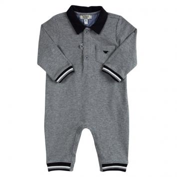 Pre Owned Armani Baby Grey Jersey Contrast Trim Onesie 6 Months