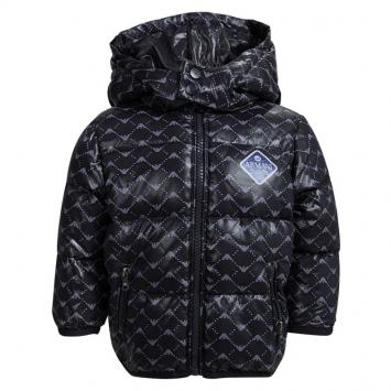 Pre Owned Armani Baby Navy Blue Logo Printed Puffer Jacket 6 Months