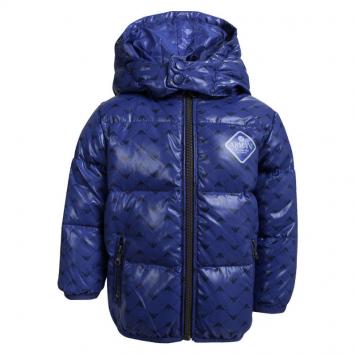 مملوكة مسبقًا Armani Baby Blue Logo Printed Puffer Jacket 6 Months