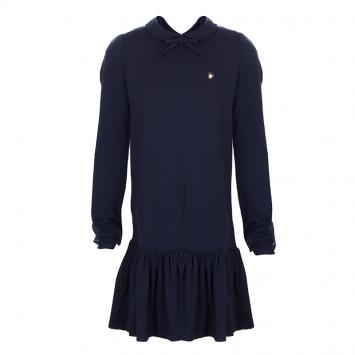 Pre Owned Armani Junior Navy Peter-Pan Collar Long Sleeve Dress 7 Yrs
