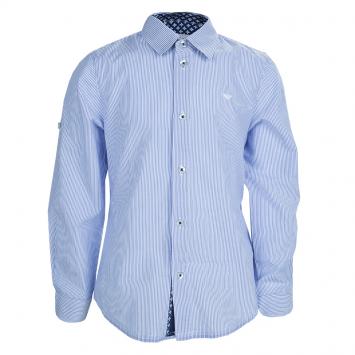 Pre Owned Armani Junior Blue Striped Long Sleeve Buttondown Cotton Shirt 6 Yrs