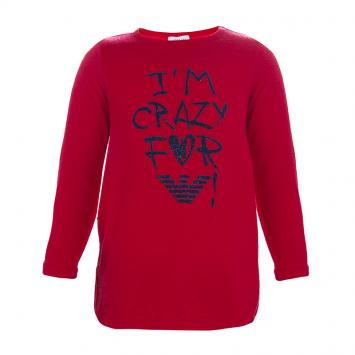 مملوكة مسبقًا Armani Junior Red Flock Print Long Sleeve T Shirt 4 Yrs