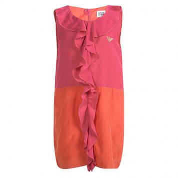 مملوكة مسبقًا Armani Junior Colorblock Ruffle Detail Sleeveless Dress 4 Yrs