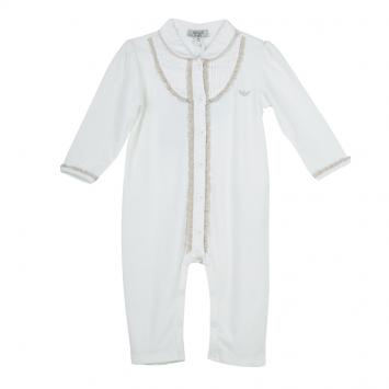 Pre Owned Armani Baby Off White Crochet Detail Onesie 9 Months