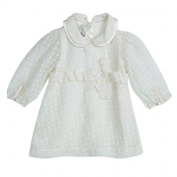 Pre Owned Baby Dior White Silk Dobby Dress 3 Months 