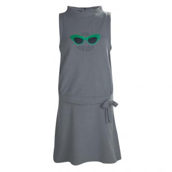 Pre Owned Baby Dior Grey Knit Sunglasses Print Sleeveless Dress 8 Yrs