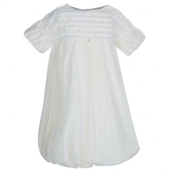 Pre Owned Baby Dior Off-White Dotted Mesh Overlay Dress 8 Yrs