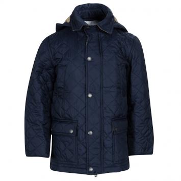 Pre Owned Burberry Children Navy Blue Diamond Quilted Hooded Charlie Jacket 6 Yrs