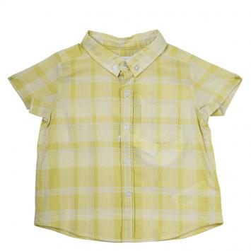 Pre Owned Burberry Children Mustard Checked Short Sleeve Shirt 9 Months