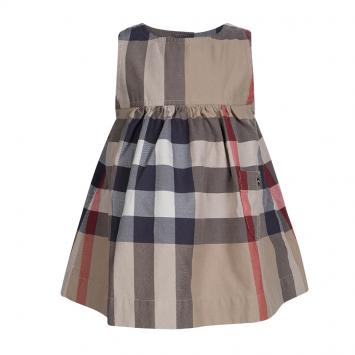 Pre Owned Burberry Beige Novacheck Cotton Sleeveless Dress 6 Months
