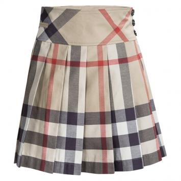 مملوكة مسبقًا Burberry Children Beige Nova Check Cotton Pleated Mini Skirt 14 Yrs