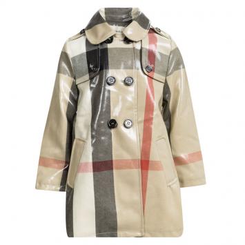 Pre Owned Burberry Beige Patent Novacheck Trench Coat 3 Yrs
