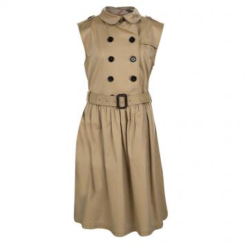 مملوكة مسبقًا Burberry Children Khaki Cotton Belted Sleeveless Trench Dress 14 Yrs