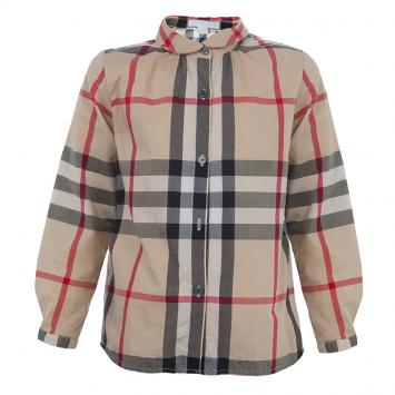 مملوكة مسبقًا Burberry Children Beige Novacheck Long Sleeve Button-Down Cotton Shirt 7 Yrs