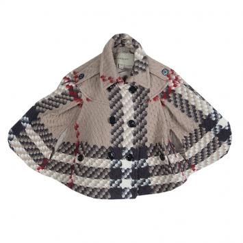 Pre Owned Burberry Beige Textured Wool Poncho 5 Yrs