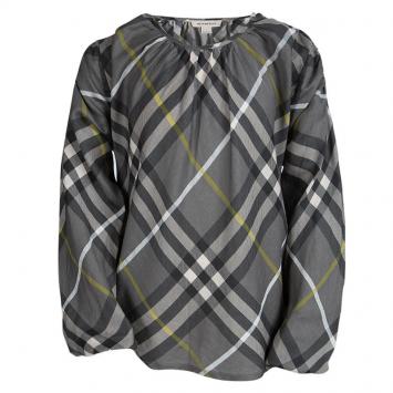 مملوكة مسبقًا Burberry Grey Nova Check Long Sleeve Top 12Y