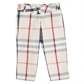 Pre Owned Burberry Beige Cotton Nova Check Print Capri Pants 4 Yrs