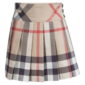 Pre Owned Burberry Children Beige Novacheck Cotton Pleated Mini Skirt 12 Yrs