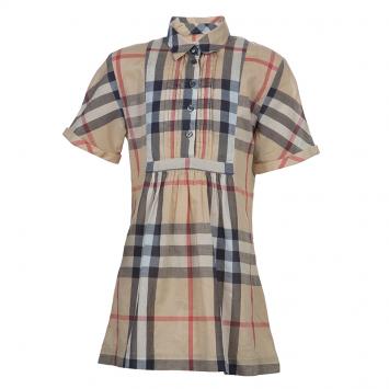 Pre Owned Burberry Beige Nova Check Print Pintuck Detail Short Sleeve Shirt 10 Yrs