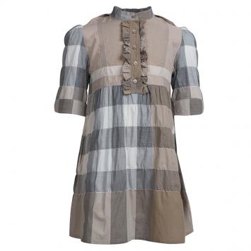 Pre Owned Burberry Brown Nova Check Print Cotton Dress  5 Yrs