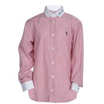 Pre Owned Cesare Paciotti Red and White Striped Long Sleeve Button Front Shirt 12 Yrs