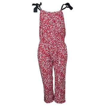 Pre Owned CH Carolina Herrera Red Printed Cotton Shoulder Tie Detail Jumpsuit 4Yrs