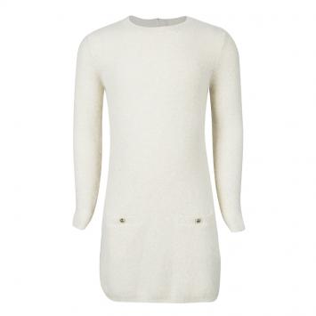 Pre Owned Chloe Beige Lurex Knit Detail Long Sleeve Sweater Dress 5 Yrs