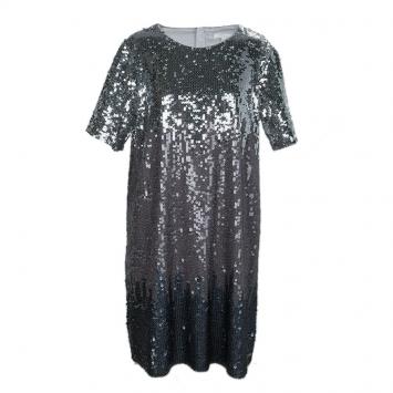 Pre Owned Chloe Silver All Over Sequin Embellished Knit Dress 10 Yrs