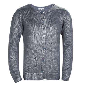 Pre Owned Chloe Silver Knit Metallic Finish Buttondown Cardigan 10 Yrs