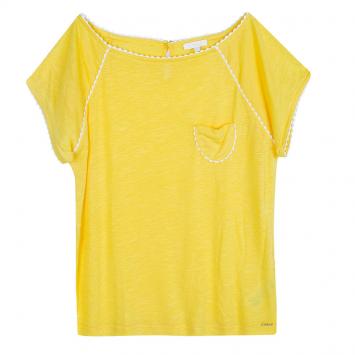 Pre Owned Chloe Yellow Slub Jersey Scalloped Edging Detail T-shirt 12 Yrs