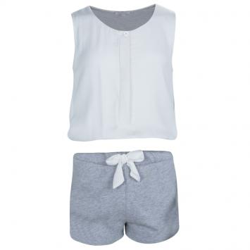 Pre Owned Chloe White and Grey Sleeveless Romper 8 Yrs