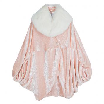 Pre Owned Baby Dior Boutique Pink Velvet Fur Collar Detail Cape 10 Yrs