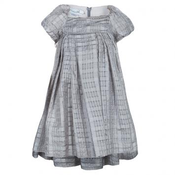 Pre Owned Dior Grey Short Sleeve Back Tie Detail Silk Dress 4 Yrs