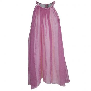 Pre Owned Dior Striped Chiffon Braided Edging Detail Sleeveless Dress 10 Yrs