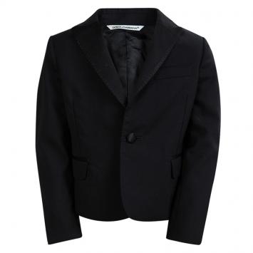 Pre Owned Dolce and Gabbana Black Wool Satin Lapel Detail Blazer 18-24 Months