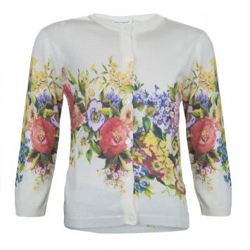 Pre Owned Dolce and Gabbana Cream Floral Print Cardigan 6 Yrs