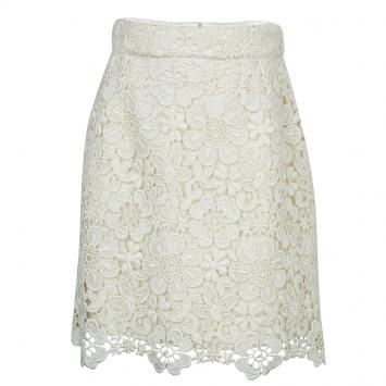 Pre Owned Dolce and Gabbana Cream Floral Lace Skirt 7/8 Yrs