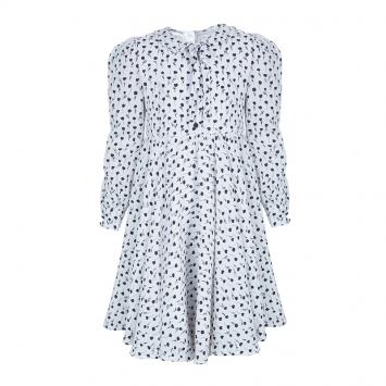 Pre Owned Dolce and Gabbana White Printed Peter-Pan Collar Flared Dress 12 Yrs