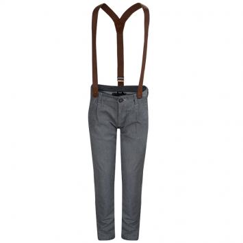 Pre Owned Dolce and Gabbana Grey Herringbone Suspender Trousers 7/8 Yrs