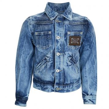 Pre Owned Dolce and Gabbana Junior Indigo Stone Wash Denim Jacket 4 Yrs