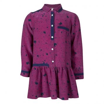 Pre Owned Fendi Pink Printed Silk Long Sleeve Gathered Dress 6Yrs