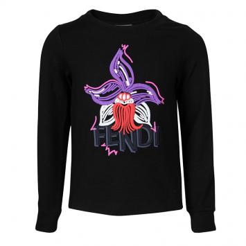Pre Owned Fendi Black Floral Embroidered Sweatshirt 5Yrs