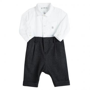 Pre Owned Fendi Colorblock Cotton Formal Onesie 6 Months