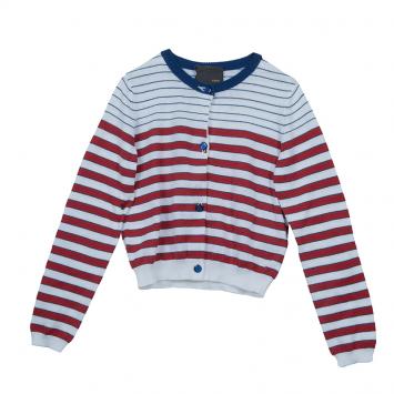 Pre Owned Fendi Multicolor Elbow Patch Detail Striped Cardigan 4 Yrs