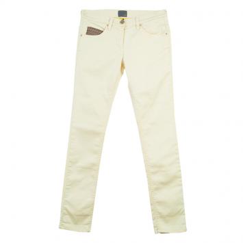 Pre Owned Fendi Yellow Monogram Pocket Detail Denim Skinny Jeans 10 Yrs