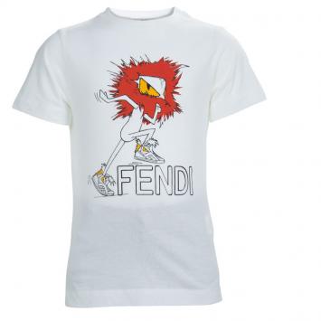 Pre Owned Fendi White Graphic Print Crew Neck T-Shirt 6 Yrs